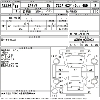 Toyota ESTIMA  с аукциона в Японии