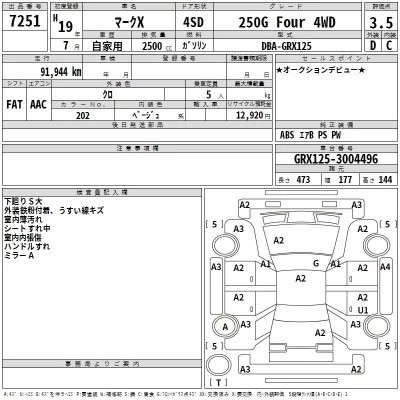 Toyota MARK X  с аукциона в Японии