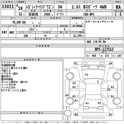 Subaru LEGACY  с аукциона в Японии