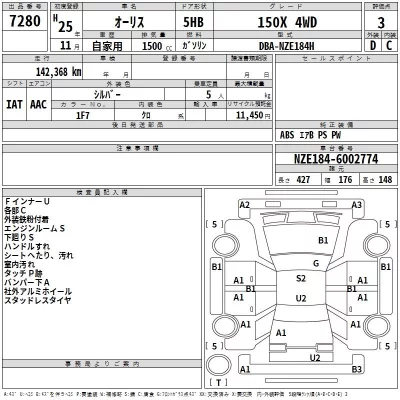 Toyota AURIS  с аукциона в Японии