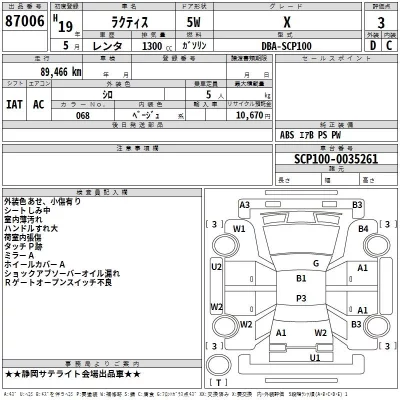 Toyota RACTIS  с аукциона в Японии