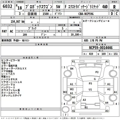 Toyota PROBOX  с аукциона в Японии