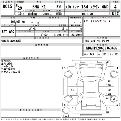 BMW X1  с аукциона в Японии
