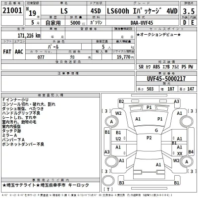 Lexus LS  с аукциона в Японии