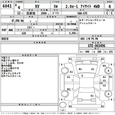 Subaru XV  с аукциона в Японии