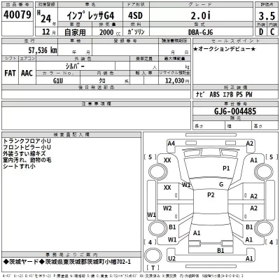 Subaru IMPREZA G4  с аукциона в Японии