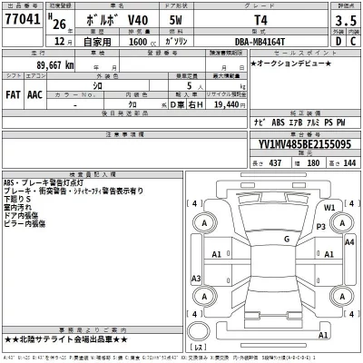 Volvo V40  с аукциона в Японии