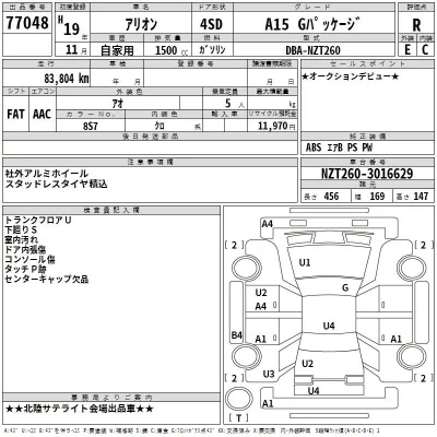 Toyota ALLION  с аукциона в Японии