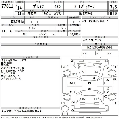 Toyota PREMIO  с аукциона в Японии