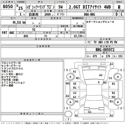 Subaru LEGACY  с аукциона в Японии