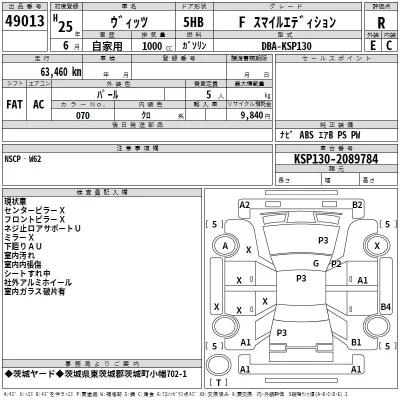 Toyota VITZ  с аукциона в Японии