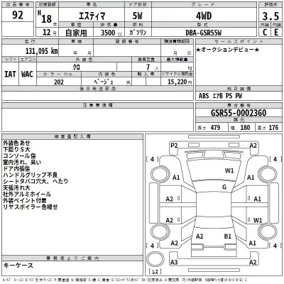 Toyota ESTIMA  с аукциона в Японии