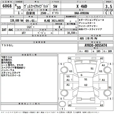 Toyota VELLFIRE  с аукциона в Японии