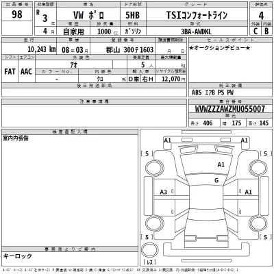 Volkswagen POLO  с аукциона в Японии