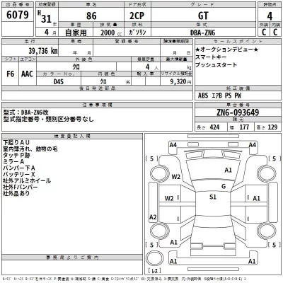 Toyota 86  с аукциона в Японии
