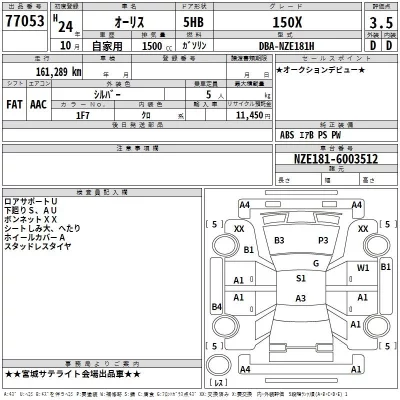 Toyota AURIS  с аукциона в Японии