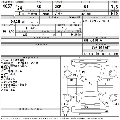Toyota 86  с аукциона в Японии