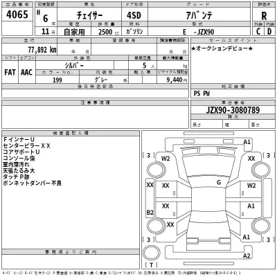 Toyota CHASER  с аукциона в Японии