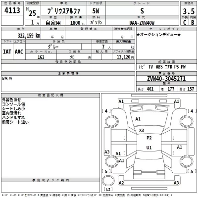 Toyota PRIUS ALPHA  с аукциона в Японии
