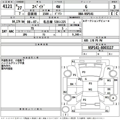 Toyota SPADE  с аукциона в Японии