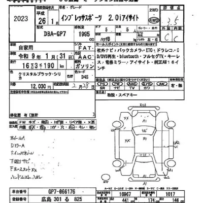 Subaru IMPREZA  с аукциона в Японии