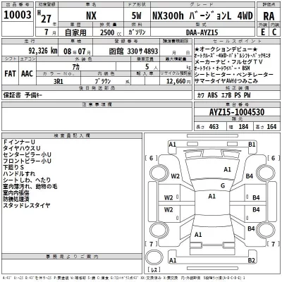 Lexus NX  с аукциона в Японии