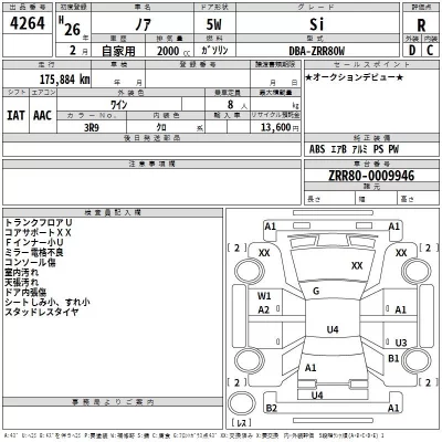 Toyota NOAH  с аукциона в Японии