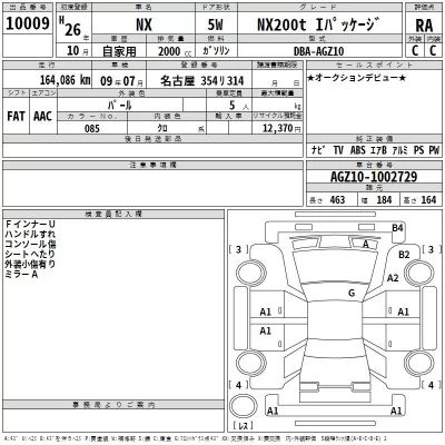 Lexus NX  с аукциона в Японии