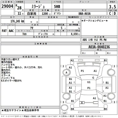 Mitsubishi MIRAGE  с аукциона в Японии