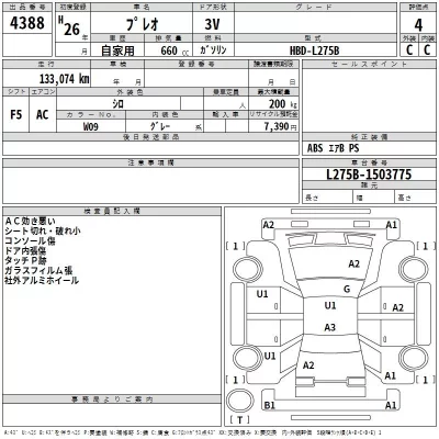 Subaru PLEO  с аукциона в Японии