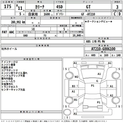 Toyota CARINA  с аукциона в Японии