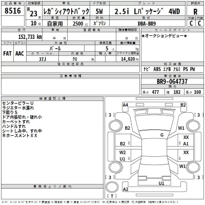 Subaru LEGACY OUTBACK  с аукциона в Японии