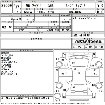 Volkswagen UP  с аукциона в Японии