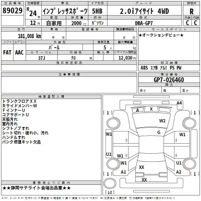 Subaru IMPREZA  с аукциона в Японии