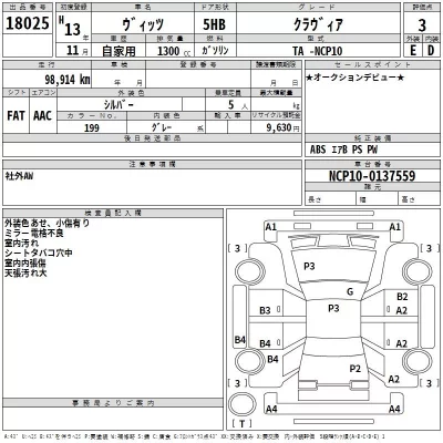 Toyota VITZ  с аукциона в Японии