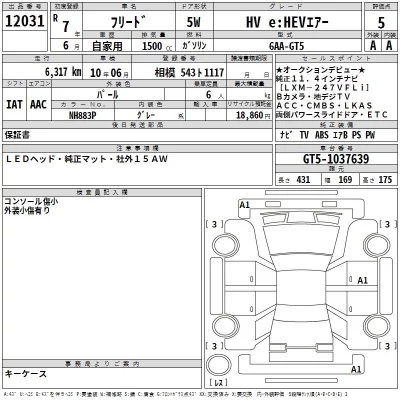 Honda FREED  с аукциона в Японии