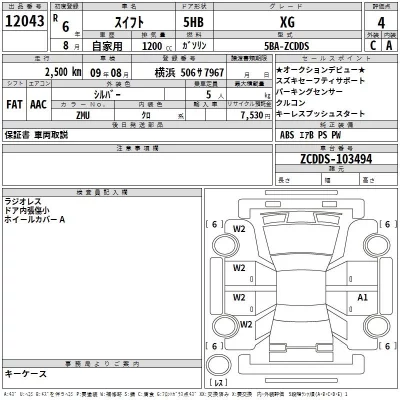 Suzuki SWIFT  с аукциона в Японии