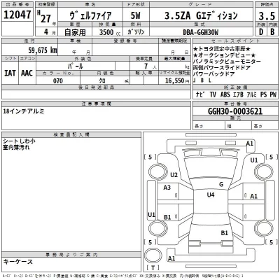 Toyota VELLFIRE  с аукциона в Японии