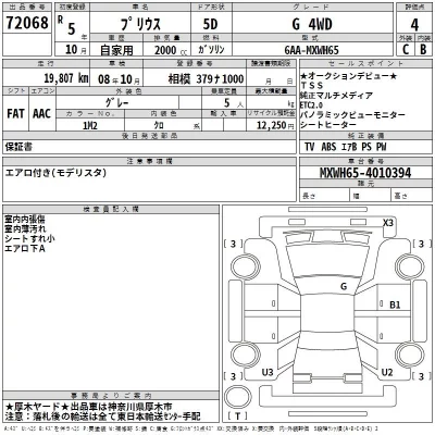 Toyota PRIUS  с аукциона в Японии