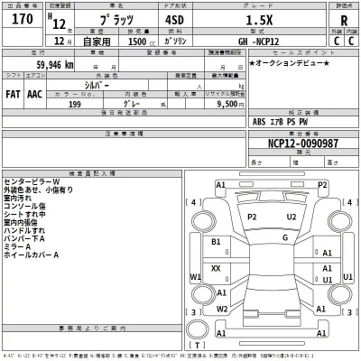 Toyota PLATZ  с аукциона в Японии