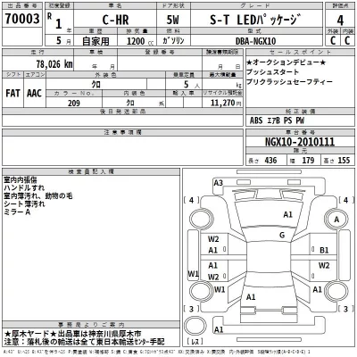 Toyota C-HR  с аукциона в Японии