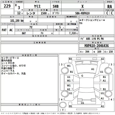Toyota YARIS  с аукциона в Японии