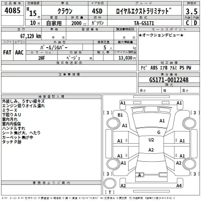 Toyota CROWN  с аукциона в Японии