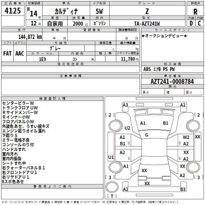 Toyota CALDINA  с аукциона в Японии
