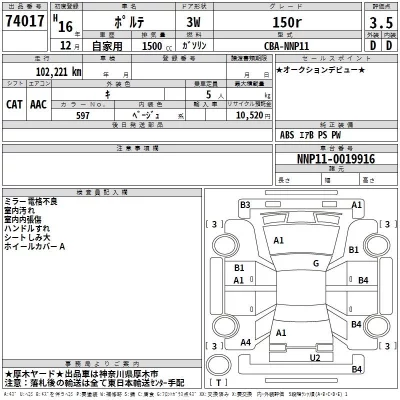 Toyota PORTE  с аукциона в Японии