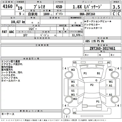 Toyota PREMIO  с аукциона в Японии