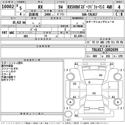 Lexus RX  с аукциона в Японии