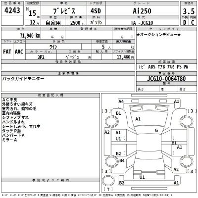 Toyota BREVIS  с аукциона в Японии