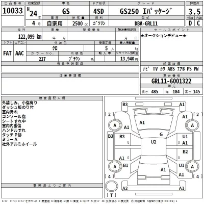 Lexus GS  с аукциона в Японии