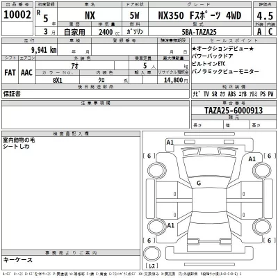 Lexus NX  с аукциона в Японии